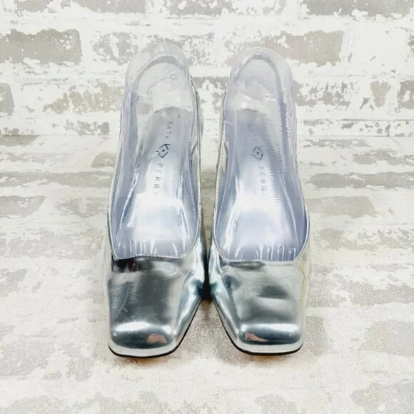 New Katy Perry Women's The Hollow Heel Sling Back Silver Pumps A207 - Picture 7 of 12